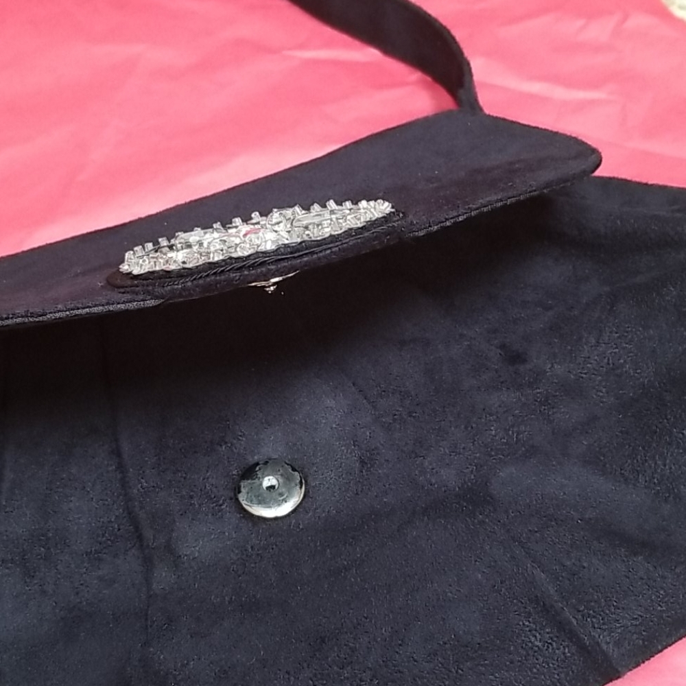 Victoria Secret Black Velvet Sparkle Accent Purse - Picture 4 of 9